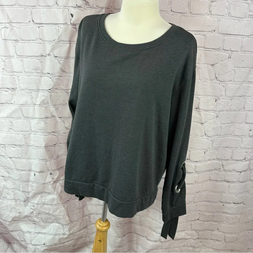 arizona jeans grommet tie detail long sleeve grey sweatshirt sz XXL festival